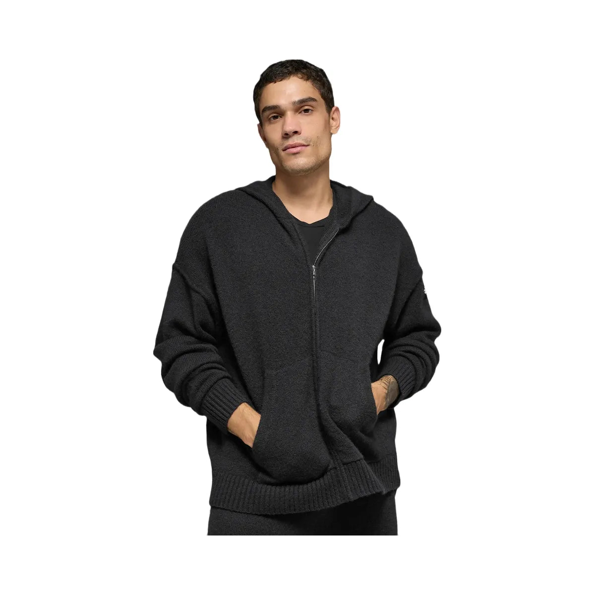 Alo Men's Wool Cashmere New Class Full Zip Hoodie - Black