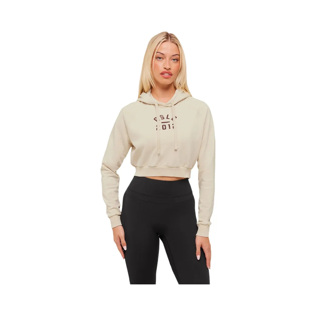 Gymshark Lifting Club 2012 Graphic Cropped Hoodie - Stone Beige/Wash