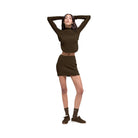 Alo Women's Denim Knit High-Waist Skirt - Espresso/Black