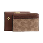 Coach Card Holder Wallet In Signature Canvas Signature Canvas-Gold-Tan-Brown