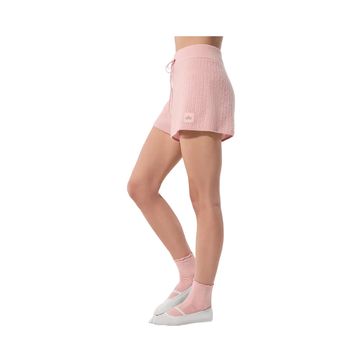 Alo Women's Cashmere High-Waist Plush Waffle Short - Pink Quartz