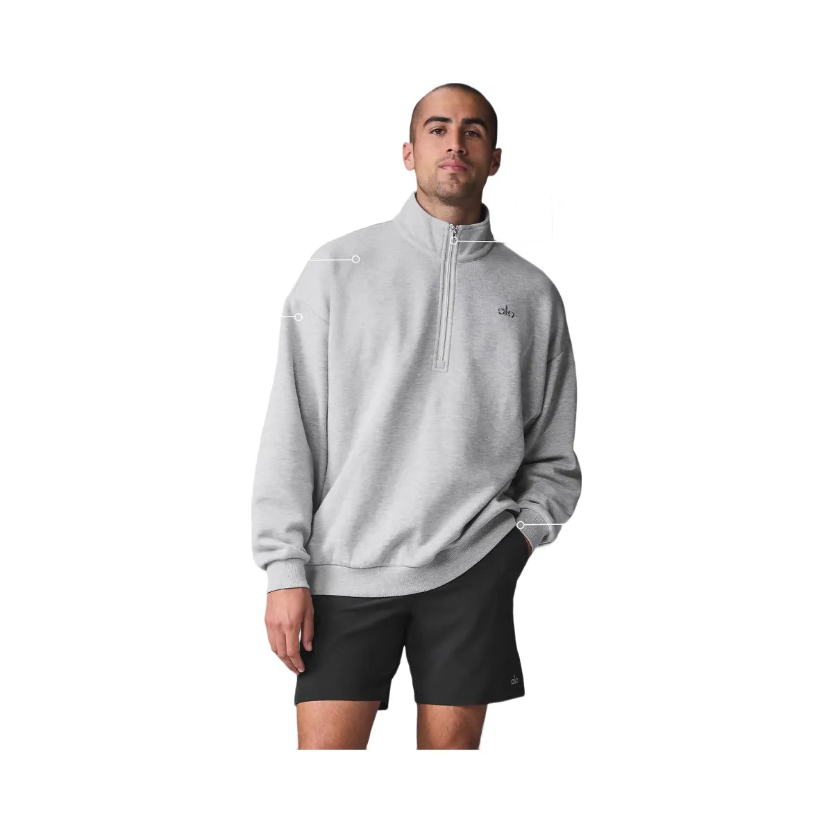 Alo Accolade 1/4 Zip Pullover - Athletic Heather Grey