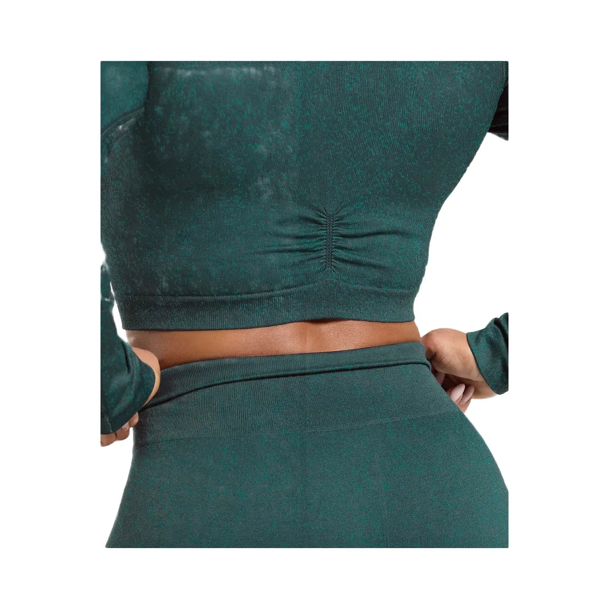 Gymshark Adapt Fleck Seamless Long Sleeve Crop Top - Darkest Teal/Functional Teal