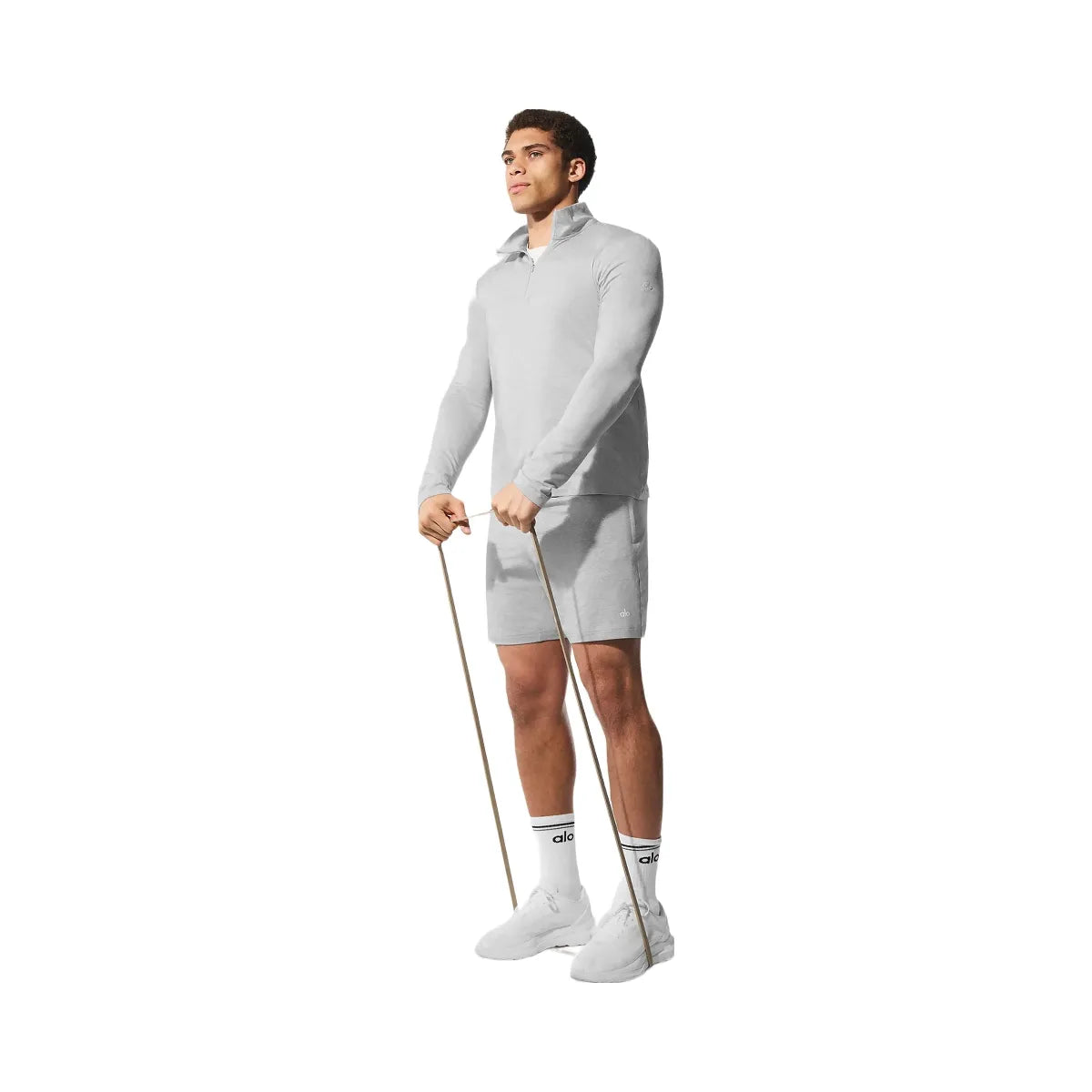 Alo Men's Conquer 1/4 Zip Reform Long Sleeve - Athletic Heather Grey