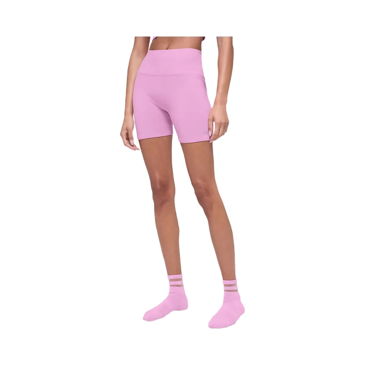 Alo Women's 5" Seamless Ribbed Favorite Short - Candy Heart Pink