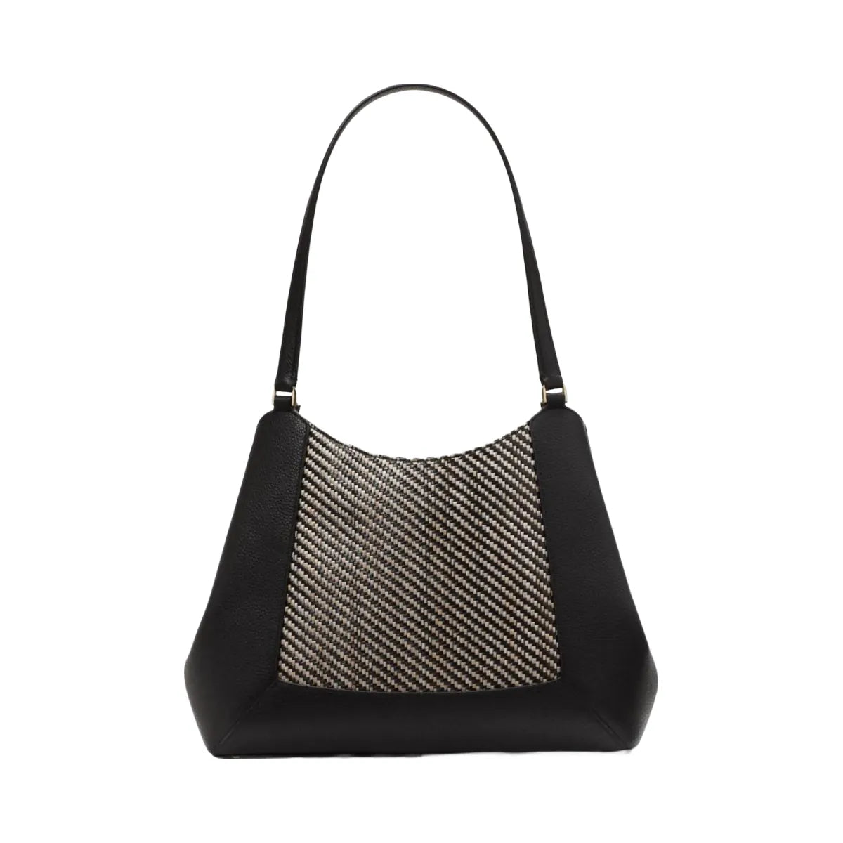 Kate Spade Lena Straw Triple Compartment Shoulder Bag Black Multi