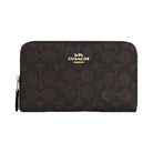 Coach Medium Id Zip Wallet In Signature Canvas Signature Canvas-Gold-Walnut-Black