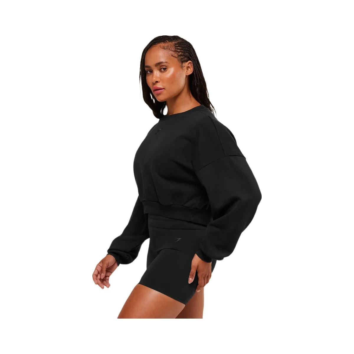 Gymshark Power Washed Sweat Top - Black/Acid Wash Small Ball