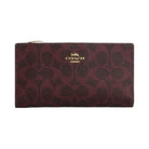Coach Slim Zip Wallet In Signature Canvas Signature Canvas-Im-Black Currant