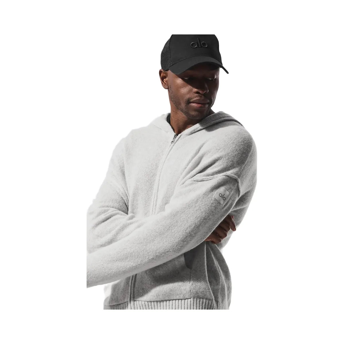 Alo Men's Wool Cashmere New Class Full Zip Hoodie - Pearl Grey Heather