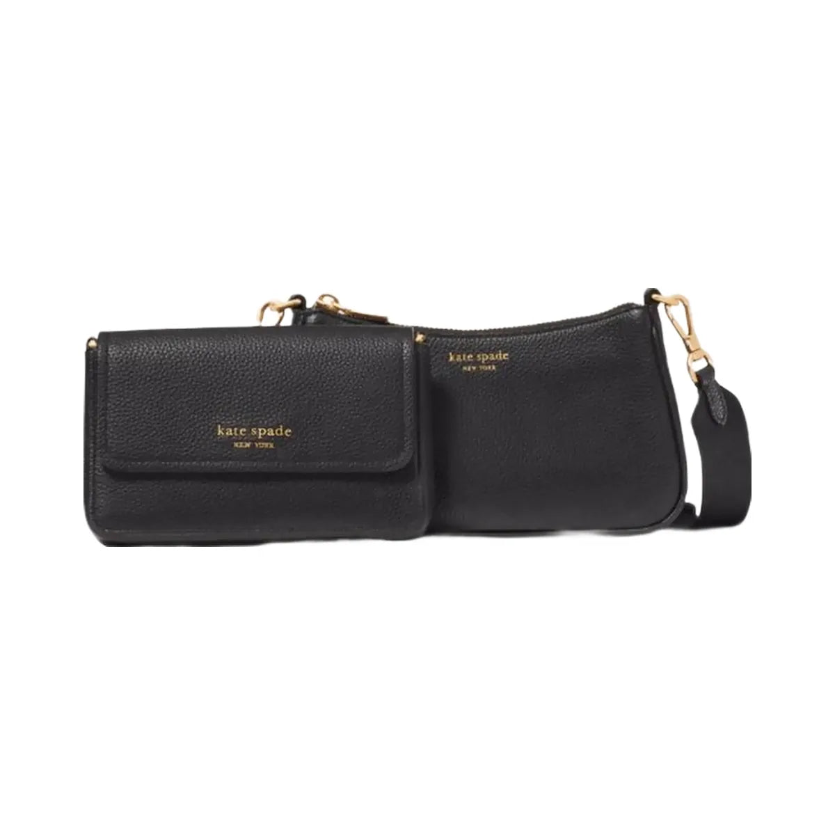 Kate Spade Double Up Pebbled Leather Crossbody Black