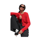 Alo Women's Snuggle Up Sweater Cropped Cardigan - Bright Red