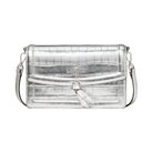 Kate Spade Knott Croc Embossed Mini Flap Crossbody Silver