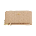Coach Long Zip Around Wallet In Signature Leather Pebbled Leather-Im-Oat