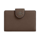 Coach Medium Corner Zip Wallet Pebbled Leather-Qb-Dark Stone
