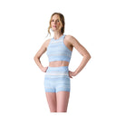 Alo Women's Sport Play High-Waist Knit Short - Seashell Blue/Ivory