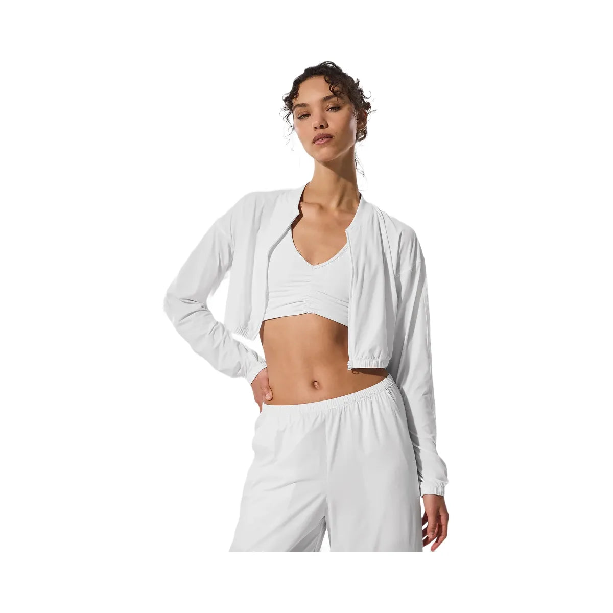 Alo Women's Cropped Breezy Full-Zip Cover Up - White