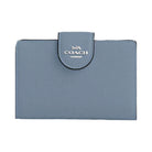 Coach Medium Corner Zip Wallet Pebbled Leather-Sv-Pale Lapis