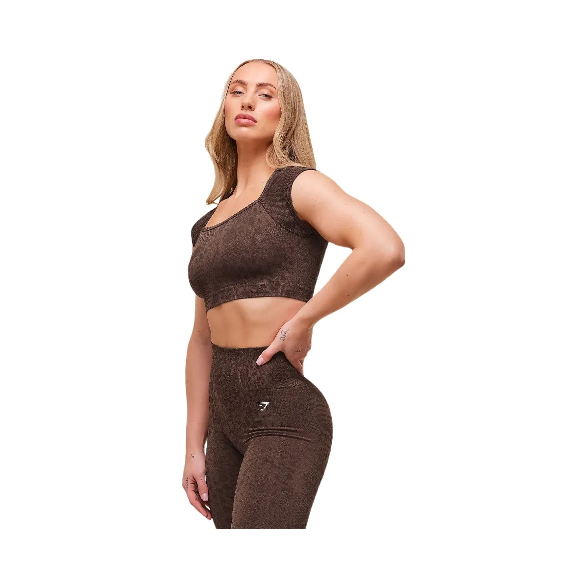 Gymshark Adapt Animal X Whitney Seamless Crop Top - Brown