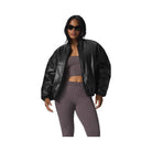 Alo Women's Faux Leather Premier Bomber - Black