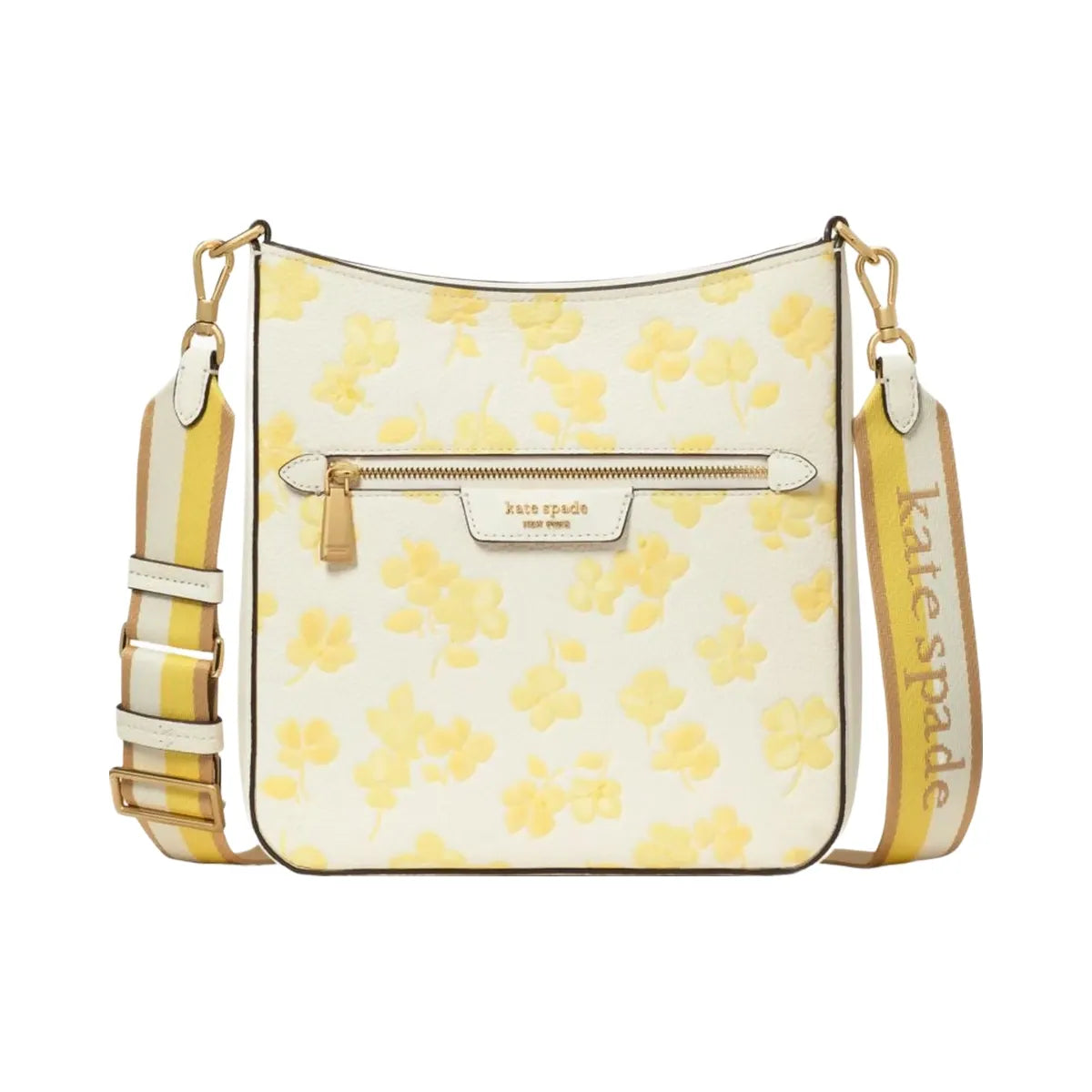 Kate Spade Hudson Spring Pansies Messenger Crossbody Bag Yuzu Jam Multi