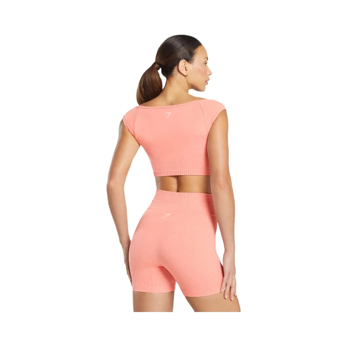 Gymshark Luxe Seamless Boat Neck Crop Top - Bros Muted Coral Marl