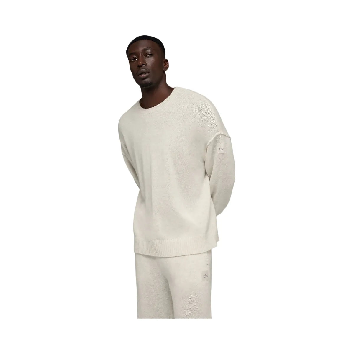 Alo Men's Unisex Wool Cashmere New Class Crewneck Sweater - Bone Heather