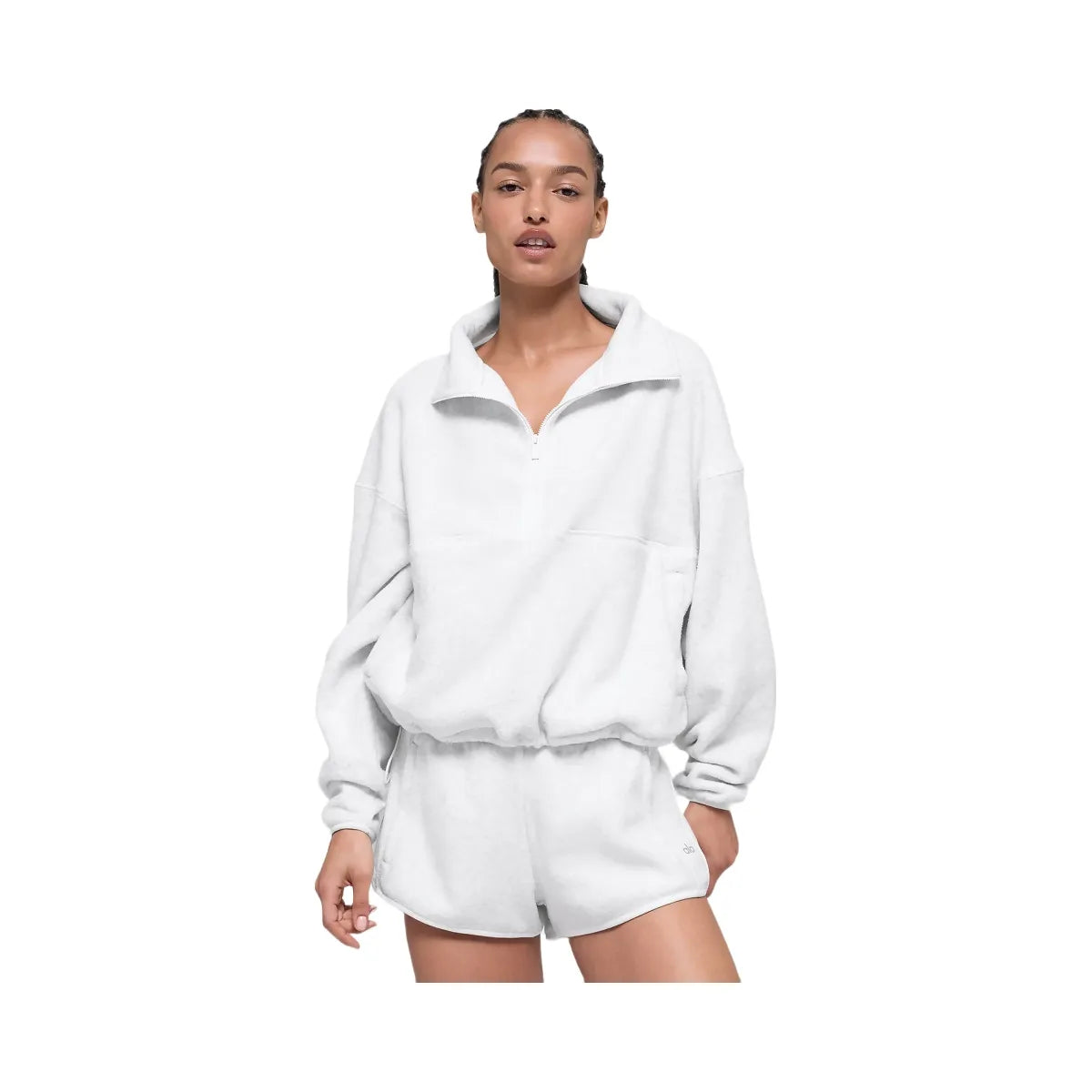 Alo Women's Polar Fleece Retreat Cover Up - White Heather Grey