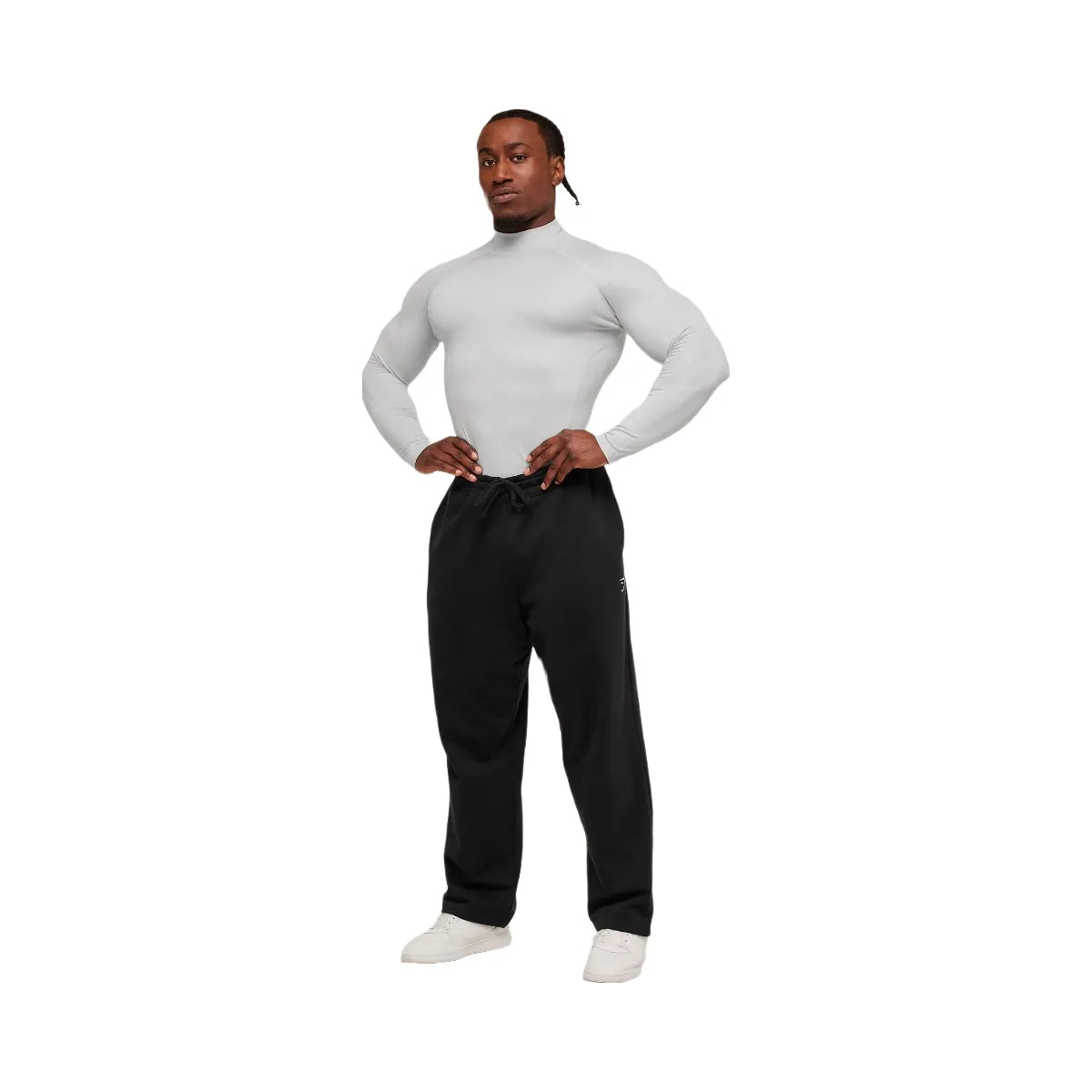 Gymshark Element Baselayer Mock Neck Long Sleeve T-Shirt - GS White/GS Metal Grey Marl