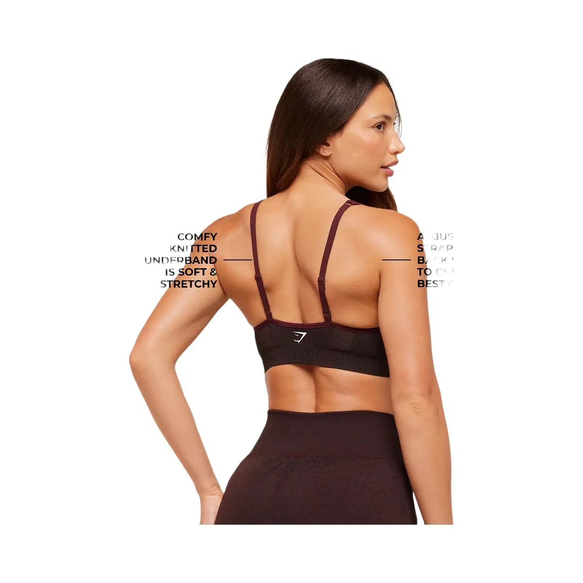 Gymshark Vital V Neck Sports Bra - Rich Maroon/Marl