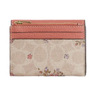 Coach Card Holder Wallet In Signature Canvas With Floral Print Gold-Sand Multi
