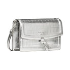 Kate Spade Knott Croc Embossed Mini Flap Crossbody Silver