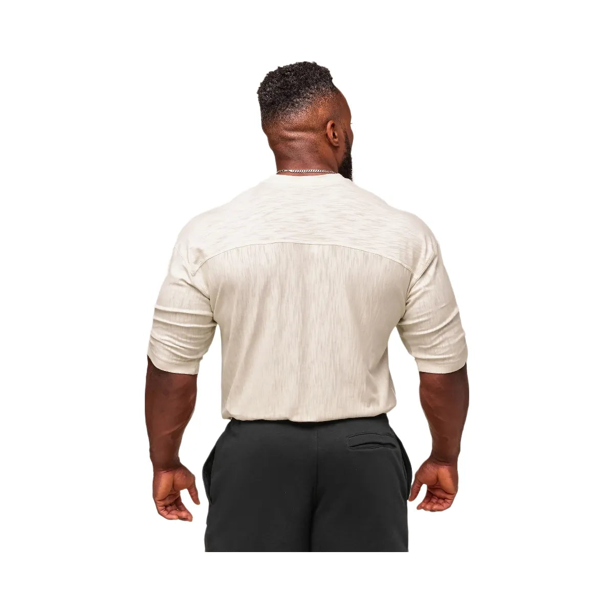 Gymshark Lightweight Slub Textured 3/4 Henley - Oat White
