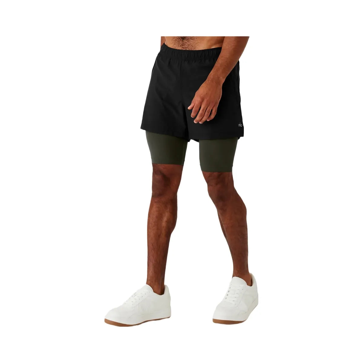 Alo Men's 5" Revival 2-in-1 Short - Black/Stealth Green