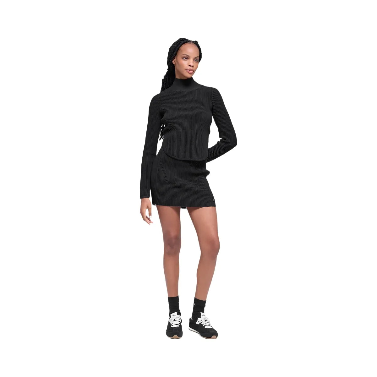 Alo Women's Denim Knit High-Waist Skirt - Black/Anthracite