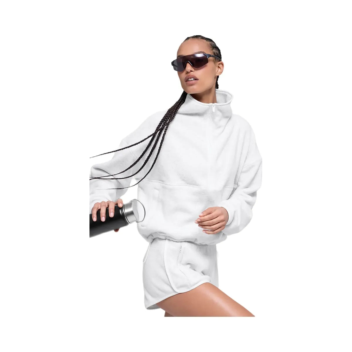 Alo Women's Polar Fleece Retreat Cover Up - White Heather Grey