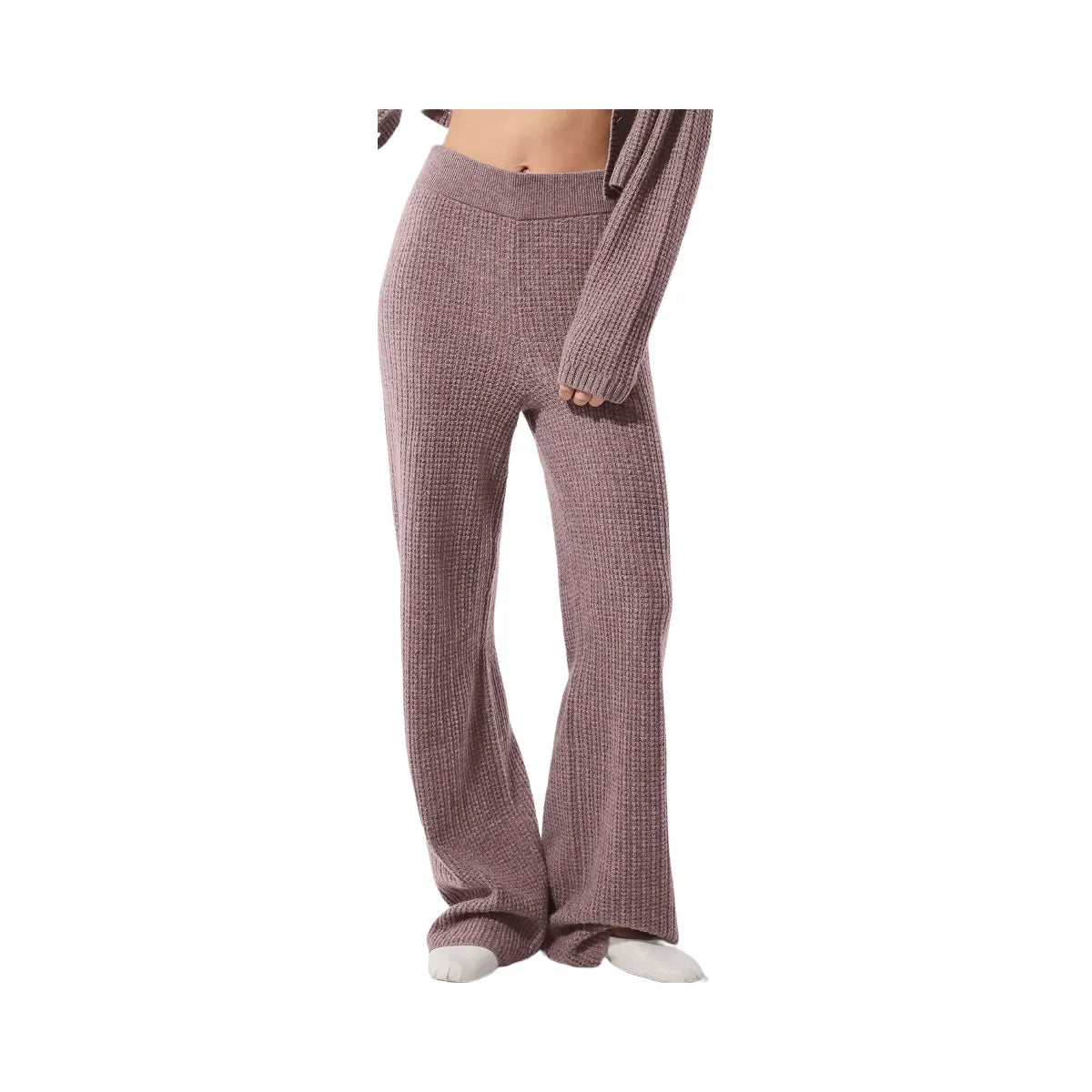 Alo Women's Cashmere High-Waist Plush Waffle Pant - Mushroom Heather