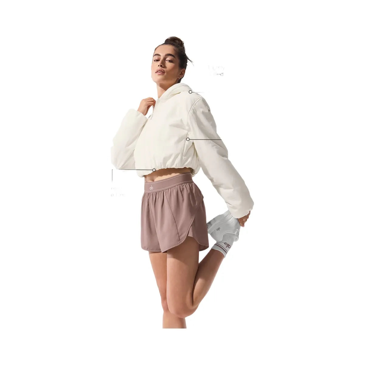 Alo Women's Cropped Mountain Peak Full-Zip Hoodie - Ivory