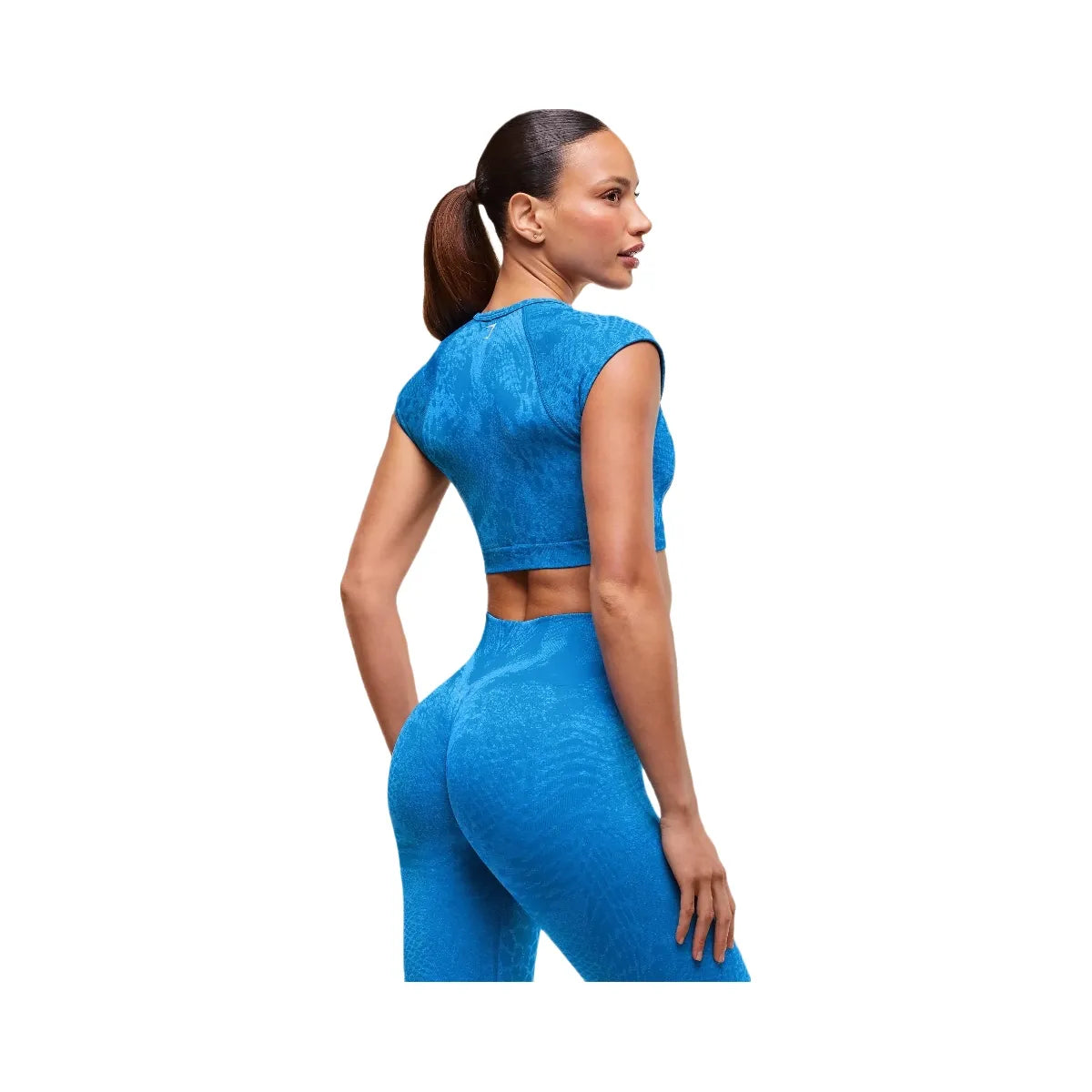 Gymshark Adapt Animal X Whitney Seamless Crop Top - Barbell Blue/Gentle Blue