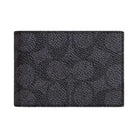 Coach Compact Billfold Wallet In Signature Canvas Signature Canvas-Charcoal-Black