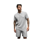 Alo Men's Sports Club Sweater Knit Polo - Athletic Heather Grey