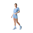 Alo Women's Tennis Club Sweater Knit Hot Short - Seashell Blue/White