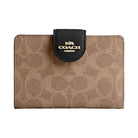 Coach Medium Corner Zip Wallet In Signature Canvas Signature Canvas-Gold-Tan-Black