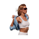 Alo Women's Tennis Club Sweater Knit Bra - White/Seashell Blue