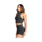 Gymshark Adapt Camo Seamless Zip Up Crop Top - Asphalt Grey/Black