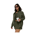 Alo Women's Work It Bomber - Green Olive
