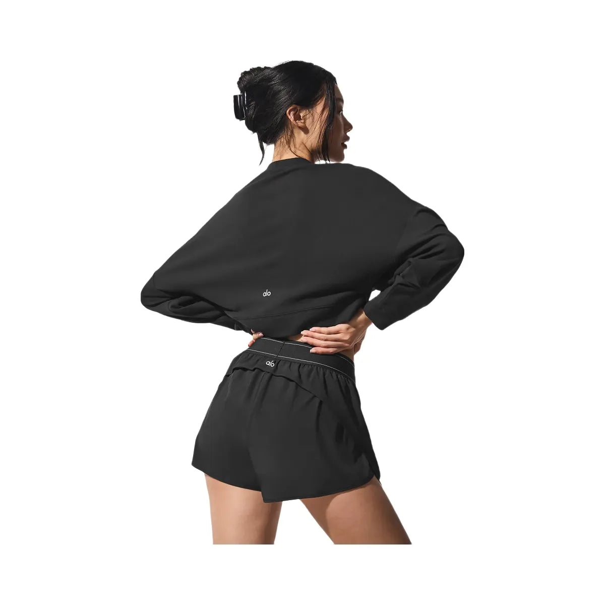 Alo Women's Cropped Sway Crew Neck Pullover - Black