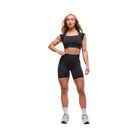 Gymshark Adapt Animal X Whitney Seamless Crop Top - Black/Asphalt Grey