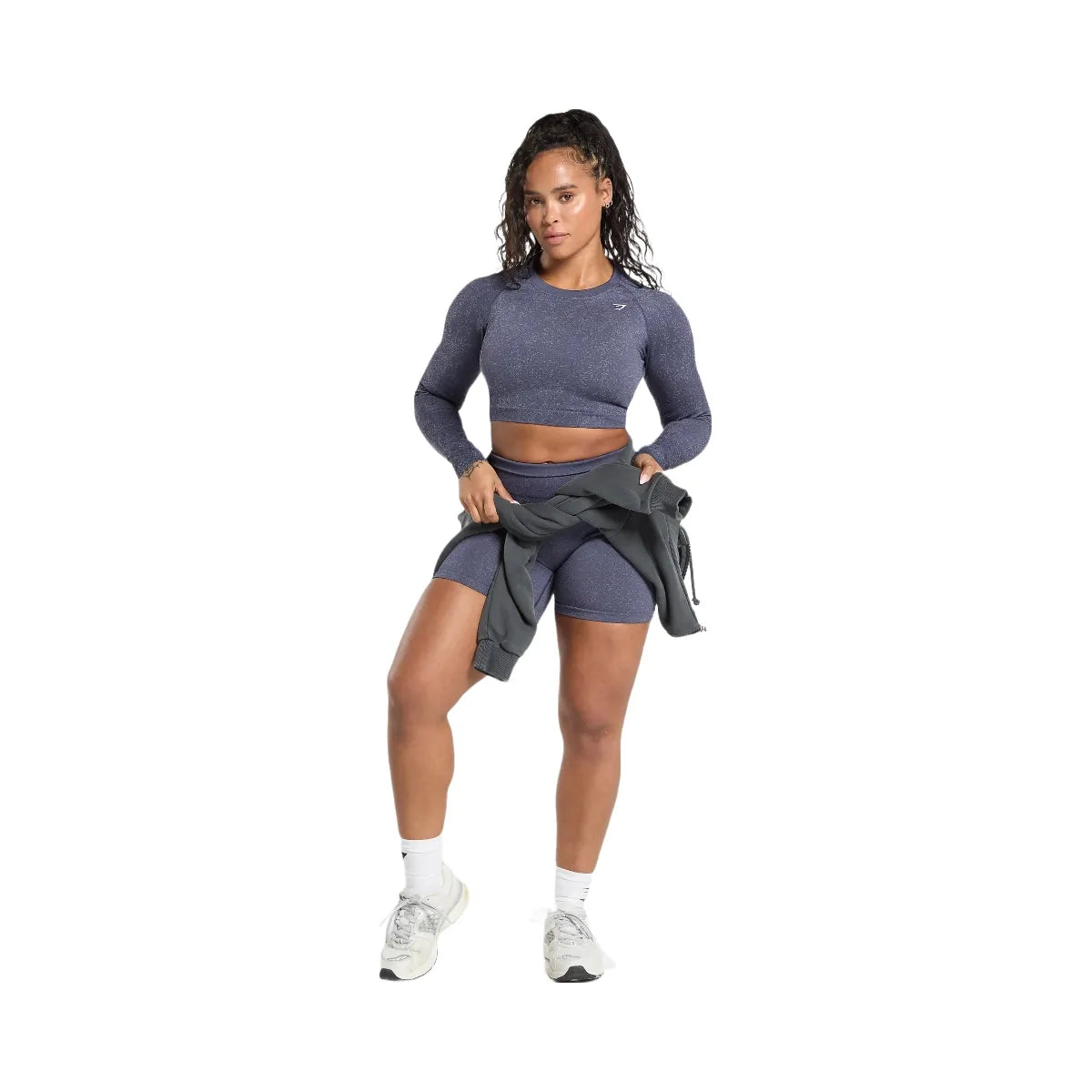 Gymshark Adapt Fleck Seamless Long Sleeve Crop Top - Weighted Purple/Metal Purple
