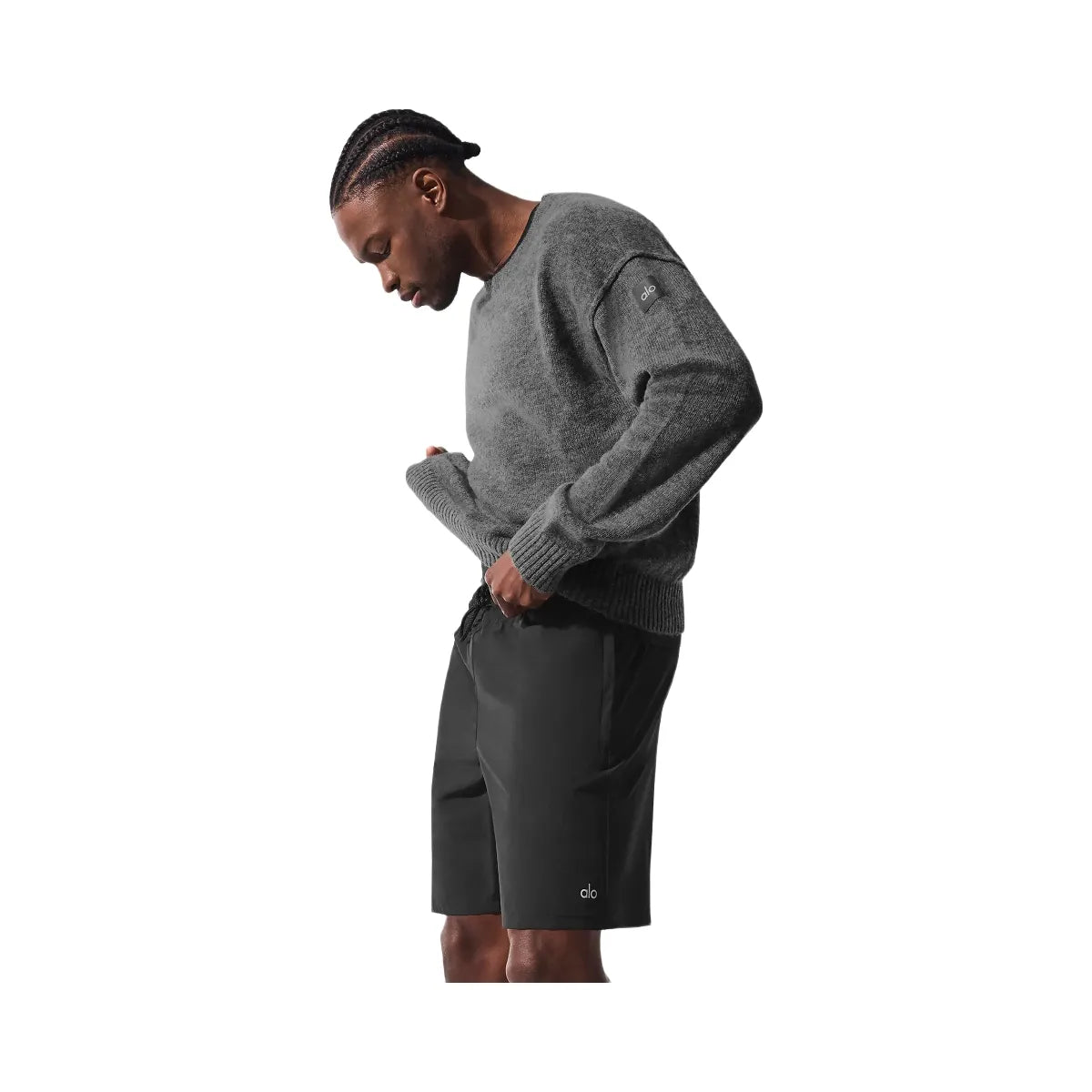 Alo Men's Unisex Wool Cashmere New Class Crewneck Sweater - Platinum Grey